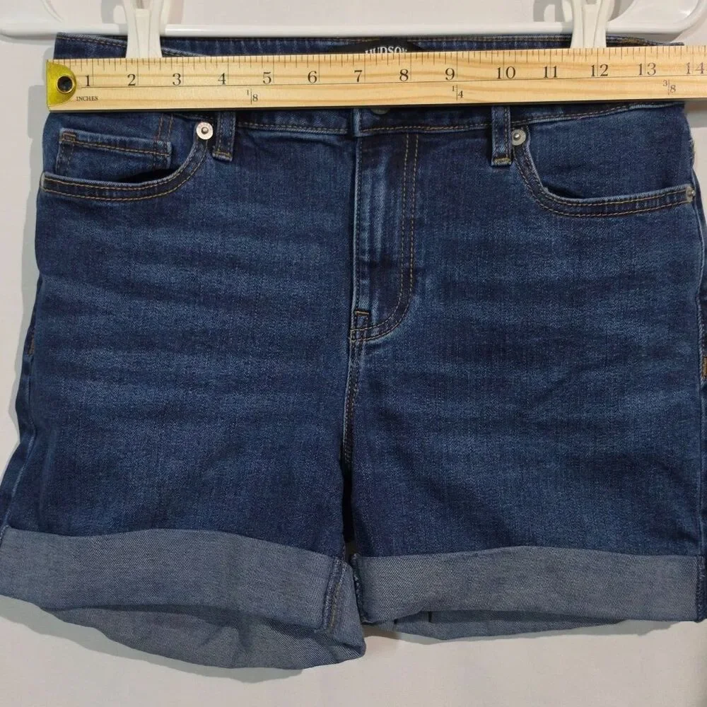 Hudson Jeans Women's Denim Shorts Cuffed Dark Blue Wash Size 2